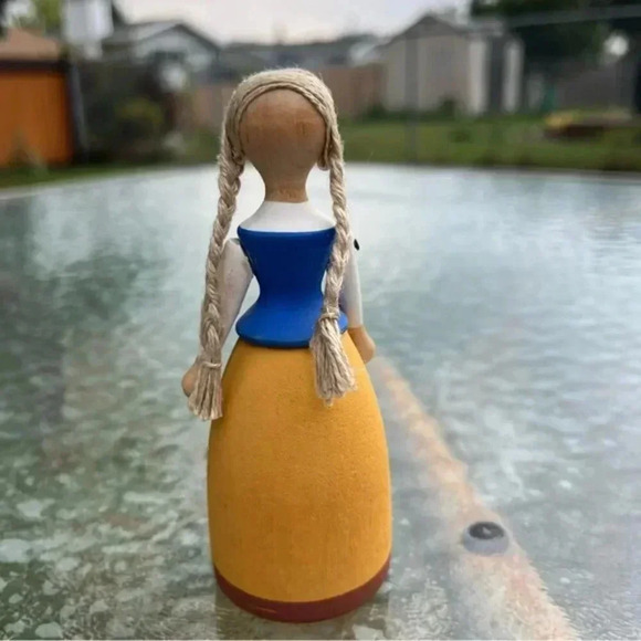 Vintage Swedish Folk Art Wooden Hand Painted Dolls Set of 3 - Picture 4 of 16